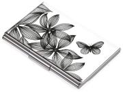 Opakowanie Etui na wizytówki TROIKA Black Flowers - chromowany metal z designerskim wzorem, na 11 wizytówek