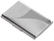 Opakowanie Etui na wizytówki TROIKA Geometric Waves - chromowany metal z designerskim wzorem, na 11 wizytówek