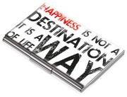 Opakowanie Etui na wizytówki TROIKA HAPPINESS IS A WAY - chromowany metal z designerskim wzorem, na 11 wizytówek