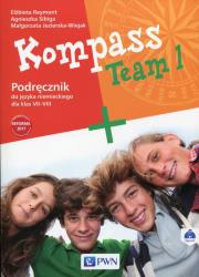 Kompass Team 1 Podręcznik do języka niemieckiego dla klas 7-8 z płytą CD. Autor: Agnieszka Sibiga   Elżbieta Reymont   Małgorzata. Dadada.pl Okładka książki Kompass Team 1 Podręcznik do języka niemieckiego dla klas 7-8 z płytą CD