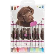 Opakowanie Kredki wykręcane Rachael Hale 12 kolorów Piesek z sercem