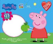 Okładka książki Peppa Pig.Teczka z rączką z 125 naklejkami WIELKOROTNEGO UŻYTKU