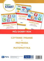 Pewny start Mój dobry rok Czytanie i pisanie Przyroda Matematyka. Autor: Aneta Pliwka, Katarzyna Radzka. Dadada.pl Okładka książki Pewny start Mój dobry rok Czytanie i pisanie Przyroda Matematyka