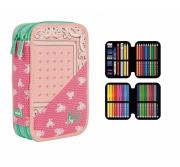 Opakowanie Piórnik MILAN 2-poziomowy z wyposażeniem PATCH różowy