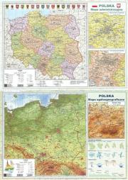 Okładka książki Podkładka na biurko A2 POLSKA ogólnogeograficzna/administracyjna dwustronna