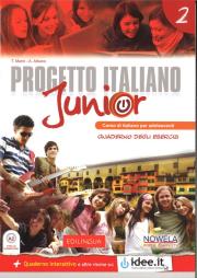 Progetto Italiano Junior 2 Zeszyt ćwiczeń. Autor: T. Marin. Dadada.pl Okładka książki Progetto Italiano Junior 2 Zeszyt ćwiczeń
