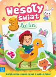 Wesoły świat 2-latka. Zabawa z naklejkami. Autor: Opracowanie zbiorowe. Dadada.pl Okładka książki Wesoły świat 2-latka. Zabawa z naklejkami