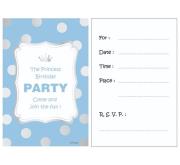 Opakowanie Zaproszenia z kopertą 'Srebrne groszki', niebieskie, 6 sztuk