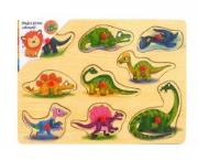 Opakowanie Drewniana układanka z pinezkami Dinozaury