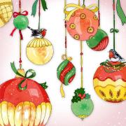 Opakowanie Karnet Swarovski kwadrat Święta Bombki