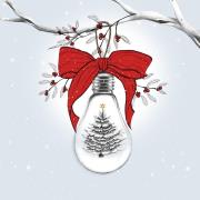 Opakowanie Karnet Swarovski kwadrat Święta Choinka w żarówce