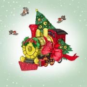 Opakowanie Karnet Swarovski kwadrat Święta Ciuchcia