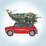 Opakowanie Karnet Swarovski kwadrat Święta Samochód z choinką