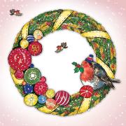 Opakowanie Karnet Swarovski kwadrat Święta Wieniec kolorowy