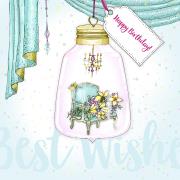 Okładka książki Karnet Swarovski kwadrat Urodziny fotel Żarówka