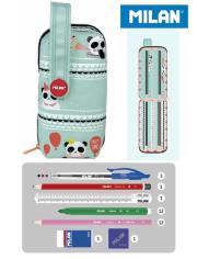 Opakowanie Multipiórnik MILAN owalny z 4 piórnikami PARTY TIME panda zielony
