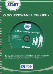 Pewny start O dojrzewaniu Chłopcy Karty demonstracyjne i materiały interaktywne + CD. Autor: Izabela Fornalik. Dadada.pl Okładka książki Pewny start O dojrzewaniu Chłopcy Karty demonstracyjne i materiały interaktywne + CD