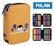 Opakowanie Piórnik MILAN 2-poziomowy z wyposażeniem PARTY TIME pingwin pomarańczowy