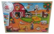 Opakowanie Układanka drewniana z dużymi pinezkami Farma