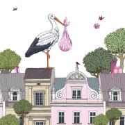 Opakowanie Karnet Swarovski kwadrat Narodziny dziewczynka bocian