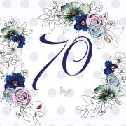 Opakowanie Karnet Swarovski kwadrat Urodziny 70 kwiaty CL1470