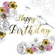 Opakowanie Karnet Swarovski kwadrat Urodziny kwiaty