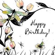 Opakowanie Karnet Swarovski kwadrat Urodziny ważki