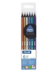 Opakowanie Kredki trójkątne metalizowane 6 kolorów MILAN
