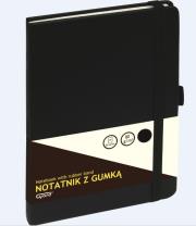 Opakowanie Notatnik A6/80K kratka z gumką czarny GRAND