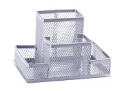 Opakowanie Przybornik na biurko Q-Connect 4 przegrody metalowy srebrny