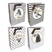 Opakowanie Torebki prezentowe 26x32 biało-czarne świąteczne 12szt