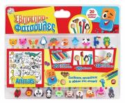 Opakowanie Zestaw kredek i gumek do mazania Zwierzęta
