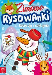 Zimowe rysowanki. Koloruję i naklejam. Autor: Opracowanie zbiorowe. Dadada.pl Okładka książki Zimowe rysowanki. Koloruję i naklejam