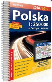 Okładka książki Atlas samochodowy Polska 1:250 000 2018/2019