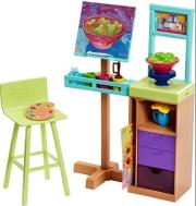 Barbie Zestaw mebelków Pracownia malarska. Wydawca: Mattel. Dadada.pl Opakowanie Barbie Zestaw mebelków Pracownia malarska