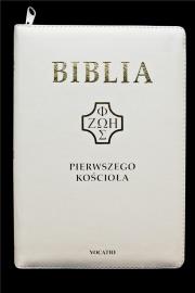 Okładka książki Biblia pierwszego Kościoła z paginatorami biała