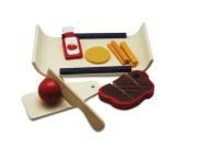 Opakowanie Drewniana deska ze stekiem do krojenia na rzepy