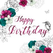 Opakowanie Karnet Swarovski kwadrat Urodziny kwiaty turkusowe i fukcja