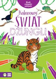 Okładka książki Wesołe malowanki, naklejanki. Kolorowy świat dżungli