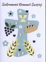 Okładka książki Karnet B6 Komunia krzyż niebieski