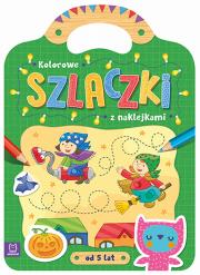 Kolorowe szlaczki z naklejkami od 5 lat. Autor: Joanna Myjak (ilustr.). Dadada.pl Okładka książki Kolorowe szlaczki z naklejkami od 5 lat