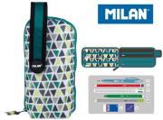 Opakowanie Multipiórnik Milan owalny z 4 piórnikami GEO zielono-czarny