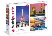 Puzzle 3x1000 Cities. Autor: .. Dadada.pl Okładka książki Puzzle 3x1000 Cities