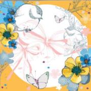 Opakowanie Karnet Swarovski kwadrat Kwiaty pomarańczowy