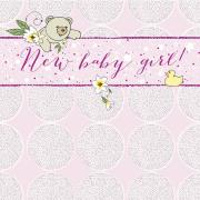 Opakowanie Karnet Swarovski kwadrat Narodziny miś dziewczynka