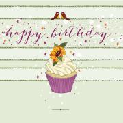 Opakowanie Karnet Swarovski kwadrat Urodziny muffinka