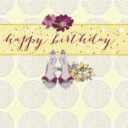 Opakowanie Karnet Swarovski kwadrat Urodziny Szpilki i kwiaty