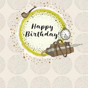 Opakowanie Karnet Swarovski kwadrat Urodziny walizka i parasol