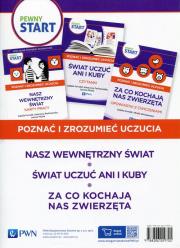 Pewny Start Poznać i zrozumieć uczucia Nasz wewnętrzny świat / Świat uczuć Ani i Kuby / Za co kochają nas zwierzęta. Autor:   Praca zbiorowa. Dadada.pl Okładka książki Pewny Start Poznać i zrozumieć uczucia Nasz wewnętrzny świat / Świat uczuć Ani i Kuby / Za co kochają nas zwierzęta