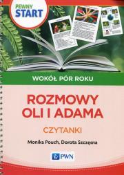 Pewny Start Wokół pór roku Rozmowy Oli i Adama Czytanki. Autor: Monika Pouch, Szczęsna Dorota. Dadada.pl Okładka książki Pewny Start Wokół pór roku Rozmowy Oli i Adama Czytanki